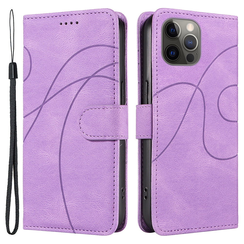 For iPhone 12 Pro Max Imprinted Line Phone Case PU Leather Cover with Wallet Stand For iPhone 12 Pro Max Imprinted Line Phone Case PU Leather Cover with Wallet Stand